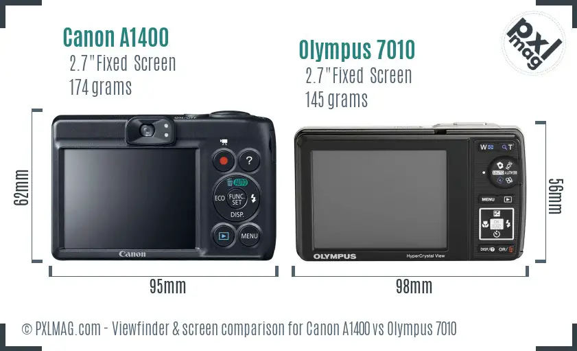 Canon A1400 vs Olympus 7010 Screen and Viewfinder comparison