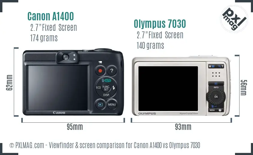 Canon A1400 vs Olympus 7030 Screen and Viewfinder comparison