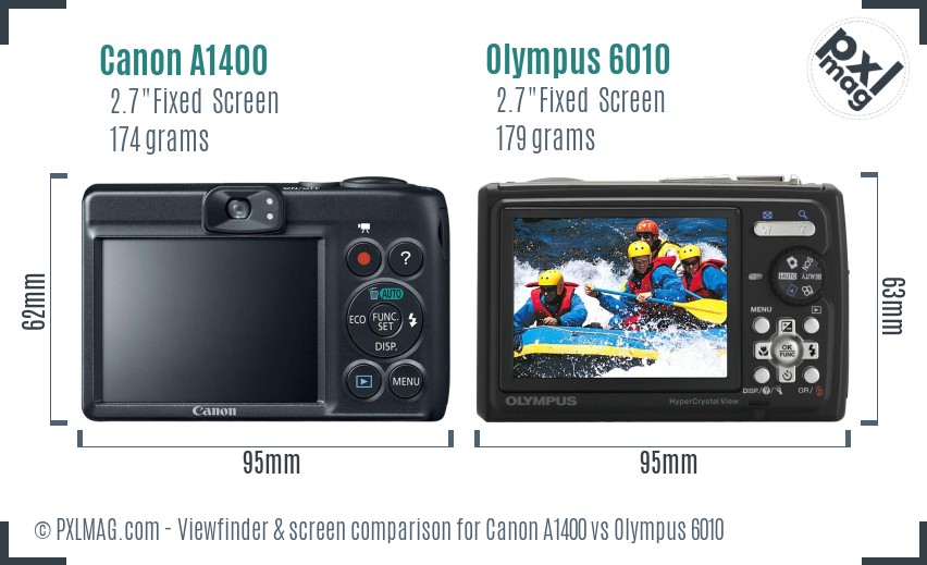 Canon A1400 vs Olympus 6010 Screen and Viewfinder comparison