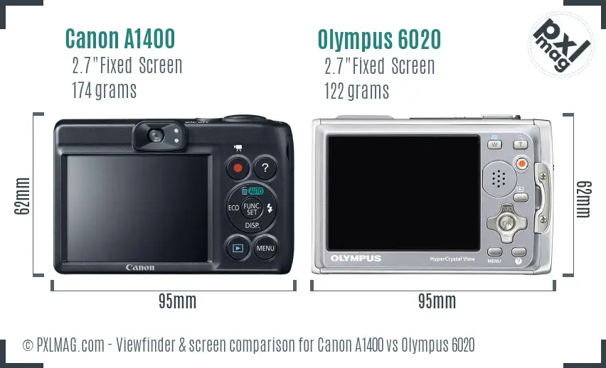Canon A1400 vs Olympus 6020 Screen and Viewfinder comparison Canon A1400 vs Olympus 6020 Screen and Viewfinder comparison
