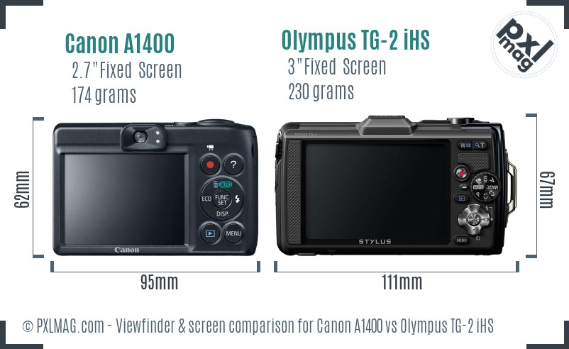 Canon A1400 vs Olympus TG-2 iHS Screen and Viewfinder comparison