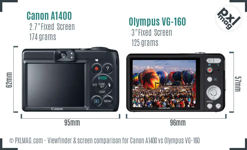 Canon A1400 vs Olympus VG-160 Screen and Viewfinder comparison Canon A1400 vs Olympus VG-160 Screen and Viewfinder comparison