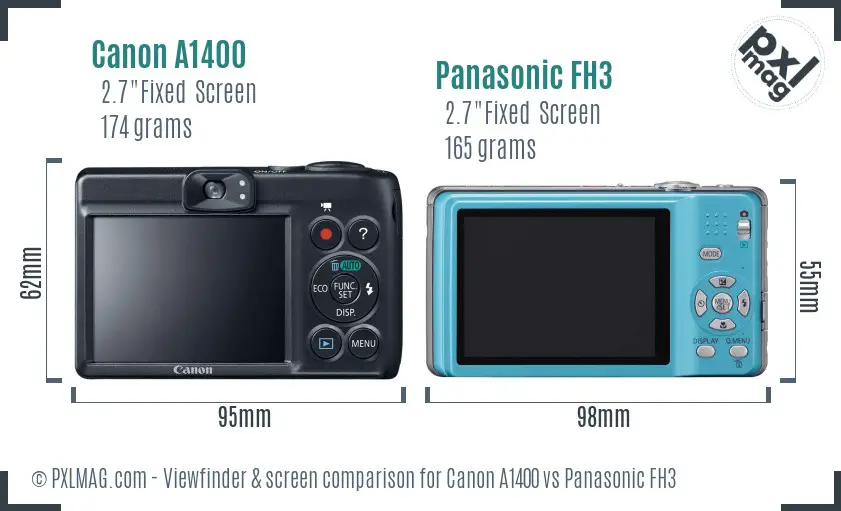 Canon A1400 vs Panasonic FH3 Screen and Viewfinder comparison