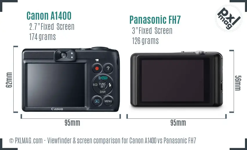 Canon A1400 vs Panasonic FH7 Screen and Viewfinder comparison