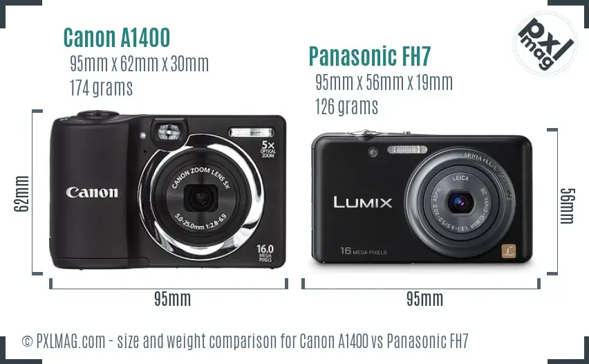 Canon A1400 vs Panasonic FH7 size comparison Canon A1400 vs Panasonic FH7 size comparison