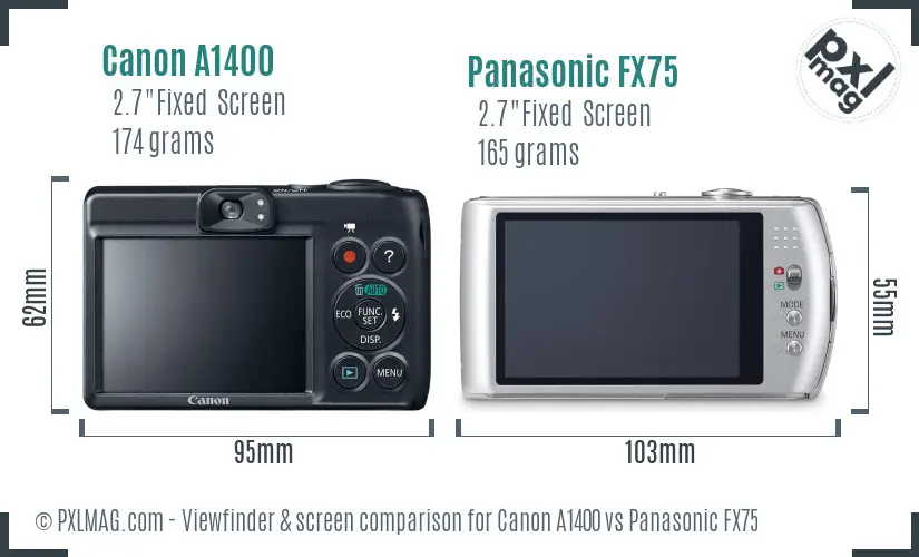 Canon A1400 vs Panasonic FX75 Screen and Viewfinder comparison