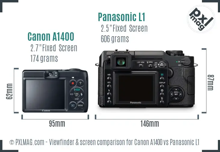 Canon A1400 vs Panasonic L1 Screen and Viewfinder comparison