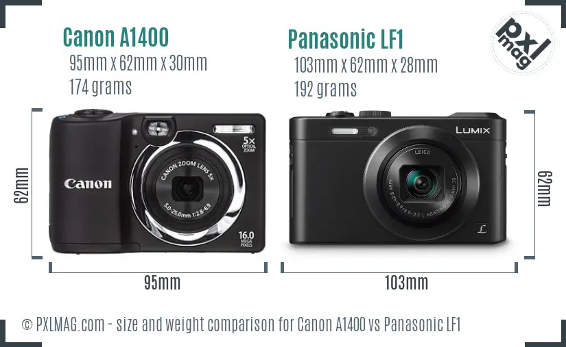 Canon A1400 vs Panasonic LF1 size comparison