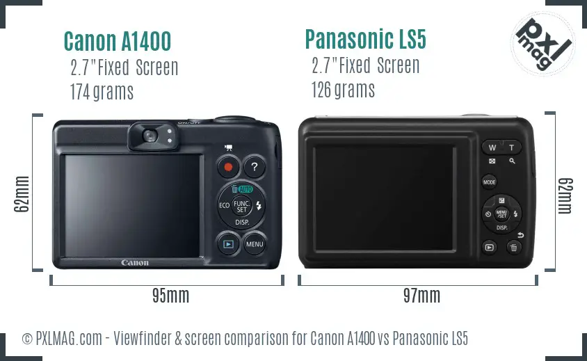 Canon A1400 vs Panasonic LS5 Screen and Viewfinder comparison