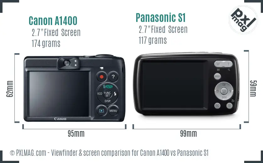 Canon A1400 vs Panasonic S1 Screen and Viewfinder comparison Canon A1400 vs Panasonic S1 Screen and Viewfinder comparison