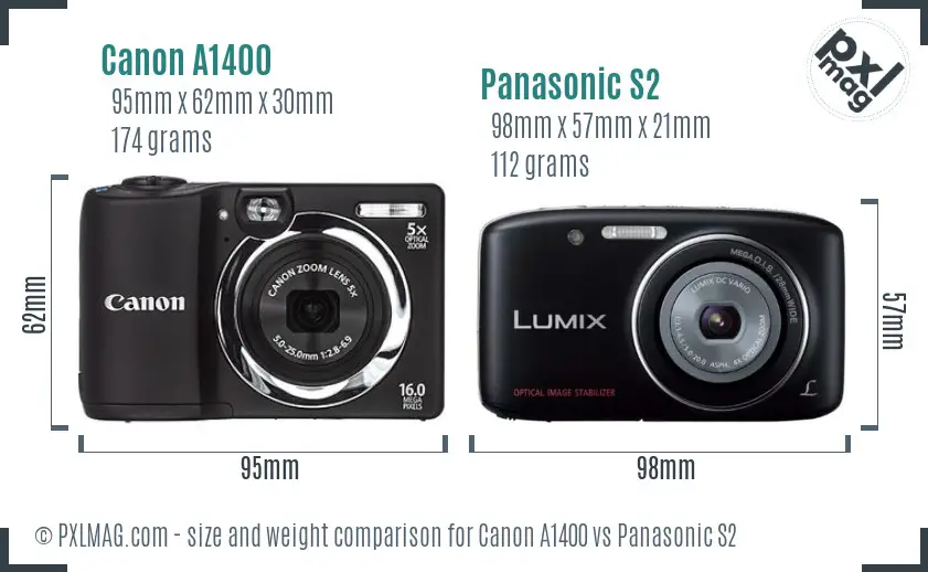 Canon A1400 vs Panasonic S2 size comparison