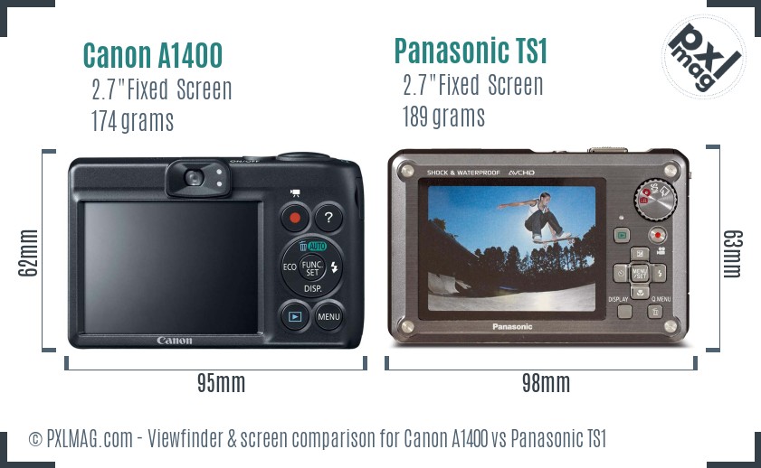 Canon A1400 vs Panasonic TS1 Screen and Viewfinder comparison
