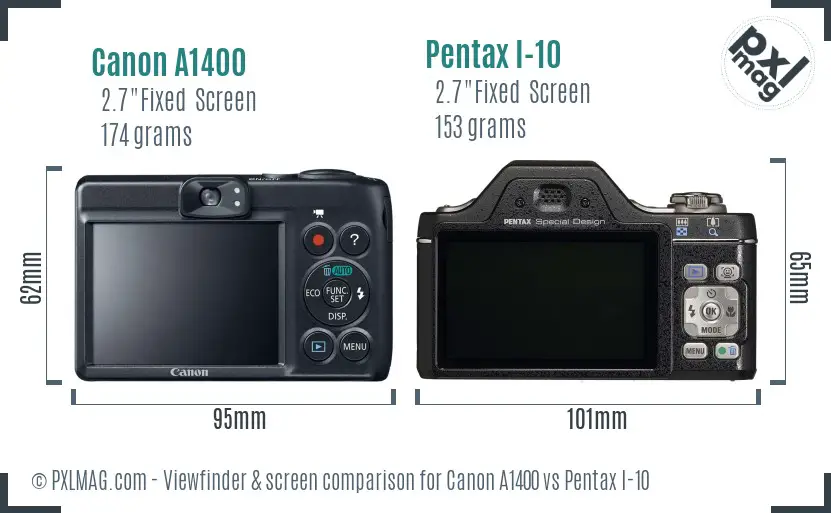 Canon A1400 vs Pentax I-10 Screen and Viewfinder comparison Canon A1400 vs Pentax I-10 Screen and Viewfinder comparison