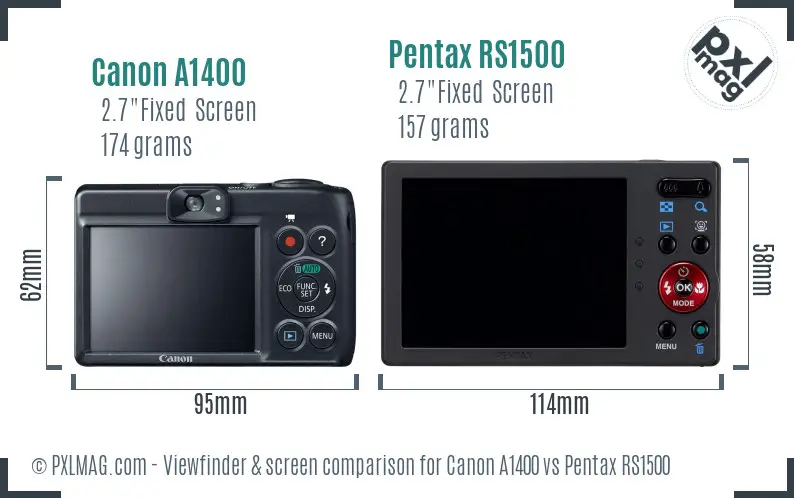 Canon A1400 vs Pentax RS1500 Screen and Viewfinder comparison Canon A1400 vs Pentax RS1500 Screen and Viewfinder comparison