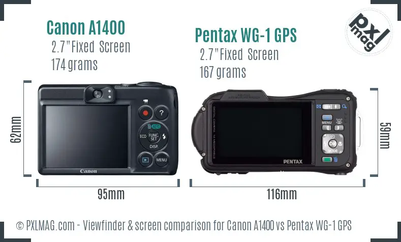 Canon A1400 vs Pentax WG-1 GPS Screen and Viewfinder comparison Canon A1400 vs Pentax WG-1 GPS Screen and Viewfinder comparison