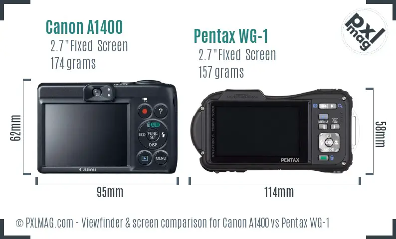 Canon A1400 vs Pentax WG-1 Screen and Viewfinder comparison Canon A1400 vs Pentax WG-1 Screen and Viewfinder comparison