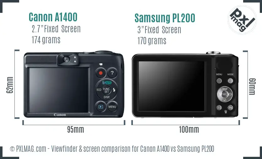 Canon A1400 vs Samsung PL200 Screen and Viewfinder comparison Canon A1400 vs Samsung PL200 Screen and Viewfinder comparison