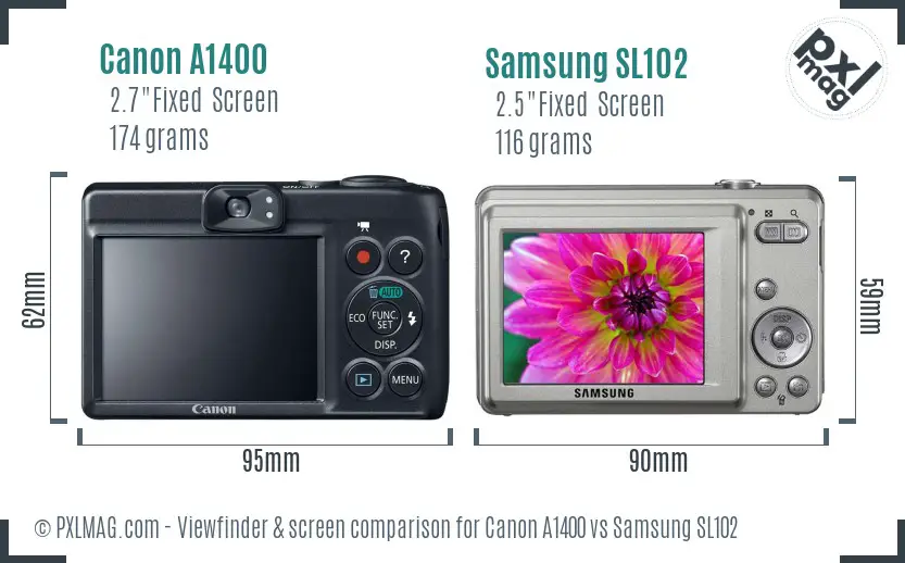 Canon A1400 vs Samsung SL102 Screen and Viewfinder comparison
