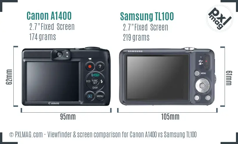 Canon A1400 vs Samsung TL100 Screen and Viewfinder comparison