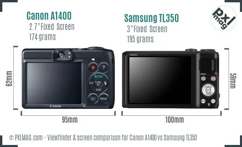 Canon A1400 vs Samsung TL350 Screen and Viewfinder comparison