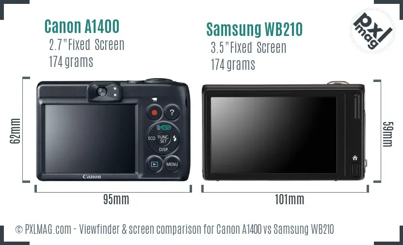 Canon A1400 vs Samsung WB210 Screen and Viewfinder comparison