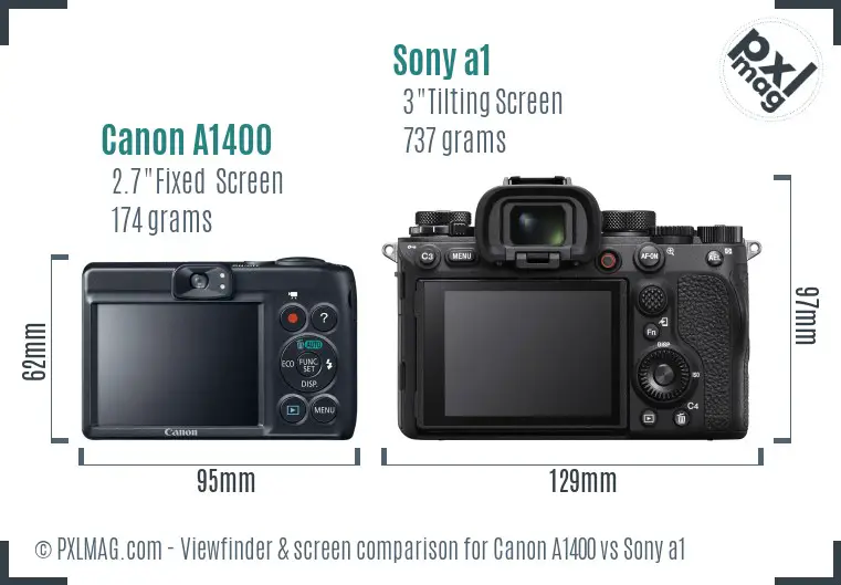 Canon A1400 vs Sony a1 Screen and Viewfinder comparison Canon A1400 vs Sony a1 Screen and Viewfinder comparison