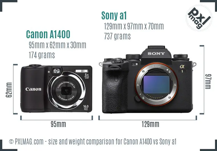 Canon A1400 vs Sony a1 size comparison Canon A1400 vs Sony a1 size comparison