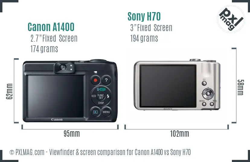 Canon A1400 vs Sony H70 Screen and Viewfinder comparison