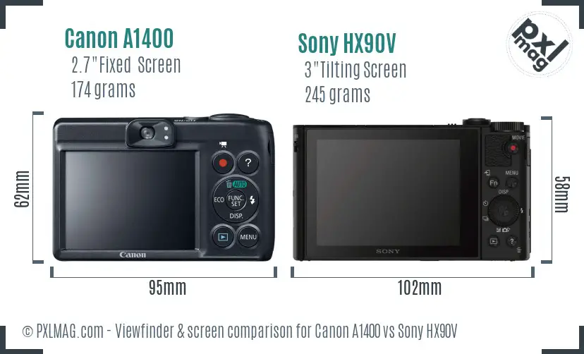 Canon A1400 vs Sony HX90V Screen and Viewfinder comparison