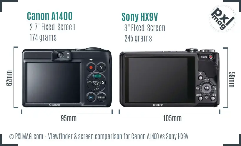Canon A1400 vs Sony HX9V Screen and Viewfinder comparison Canon A1400 vs Sony HX9V Screen and Viewfinder comparison
