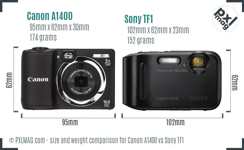 Canon A1400 vs Sony TF1 size comparison Canon A1400 vs Sony TF1 size comparison