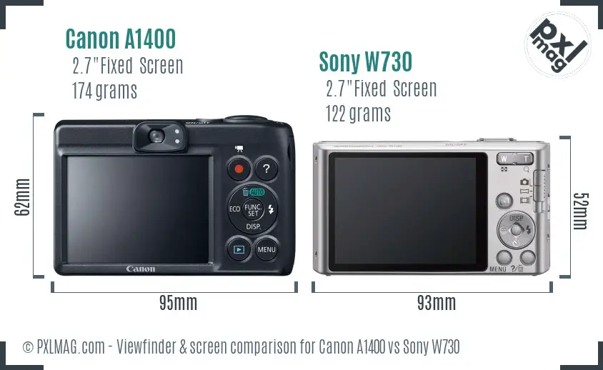 Canon A1400 vs Sony W730 Screen and Viewfinder comparison Canon A1400 vs Sony W730 Screen and Viewfinder comparison