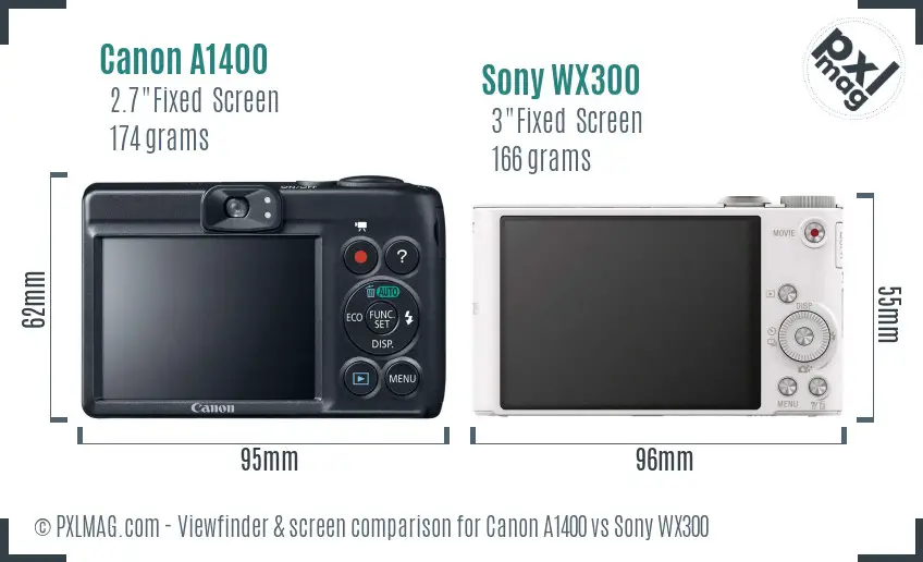 Canon A1400 vs Sony WX300 Screen and Viewfinder comparison Canon A1400 vs Sony WX300 Screen and Viewfinder comparison