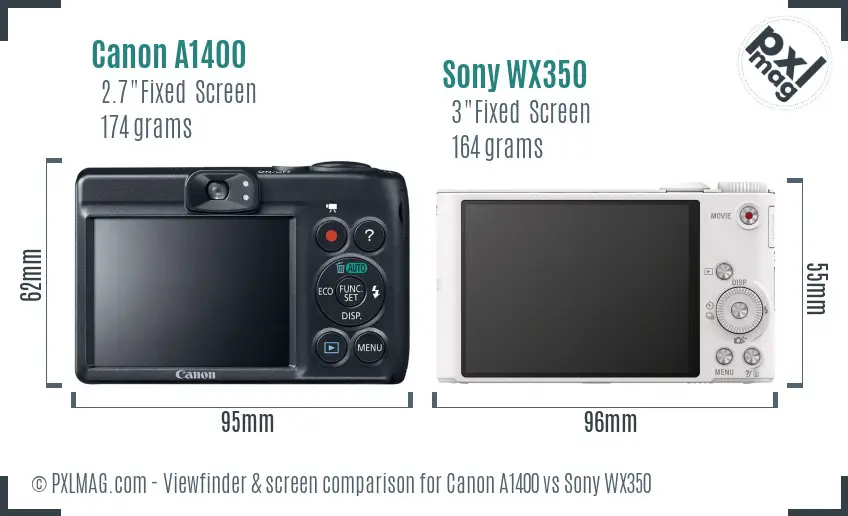 Canon A1400 vs Sony WX350 Screen and Viewfinder comparison