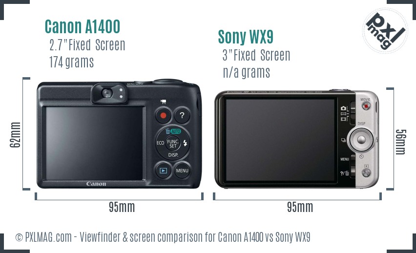 Canon A1400 vs Sony WX9 Screen and Viewfinder comparison