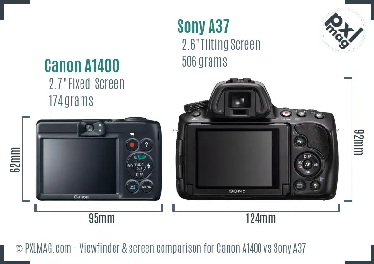 Canon A1400 vs Sony A37 Screen and Viewfinder comparison