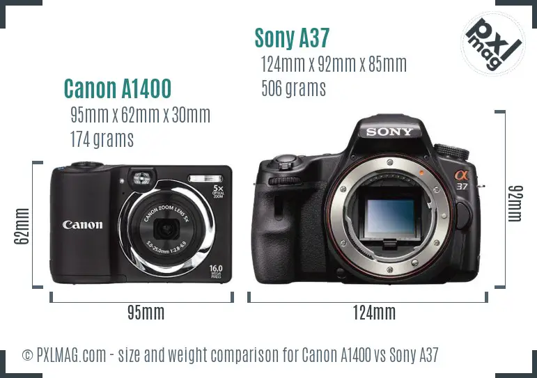 Canon A1400 vs Sony A37 size comparison