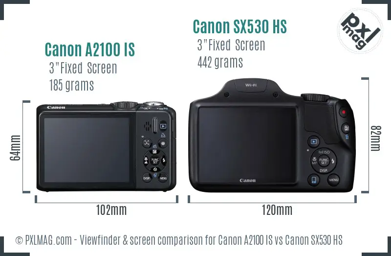 Canon A2100 IS vs Canon SX530 HS Screen and Viewfinder comparison Canon A2100 IS vs Canon SX530 HS Screen and Viewfinder comparison