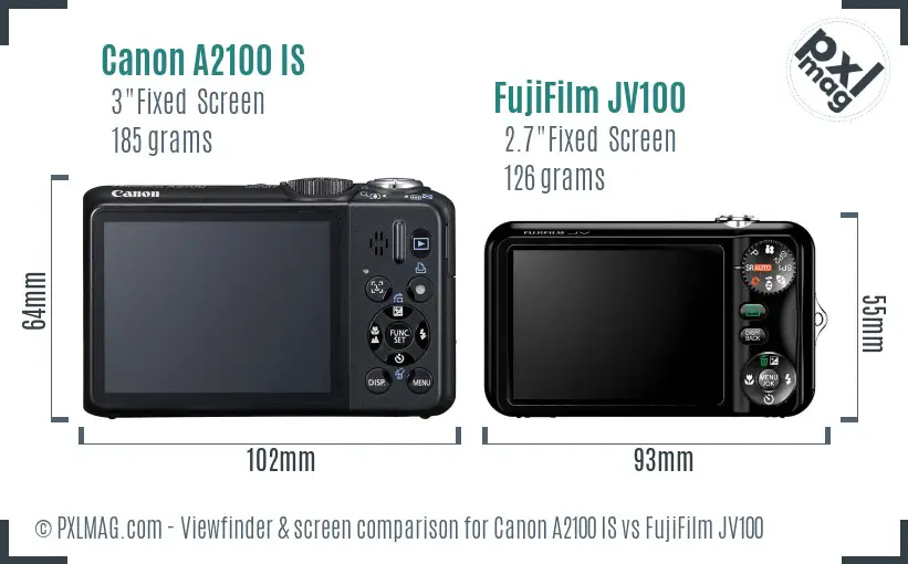 Canon A2100 IS vs FujiFilm JV100 Screen and Viewfinder comparison Canon A2100 IS vs FujiFilm JV100 Screen and Viewfinder comparison