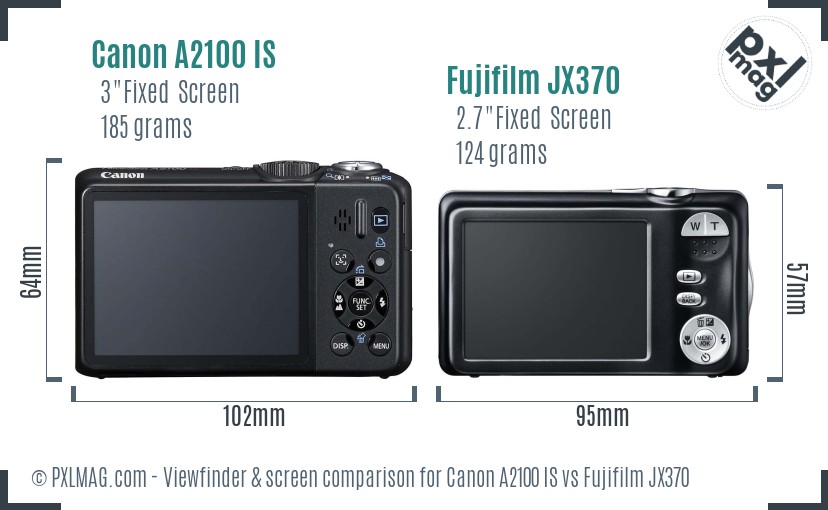 Canon A2100 IS vs Fujifilm JX370 Screen and Viewfinder comparison