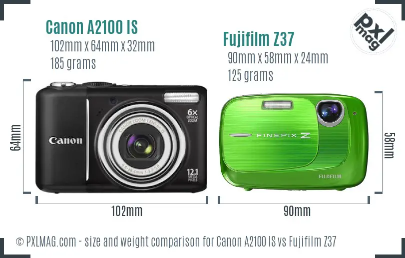 Canon A2100 IS vs Fujifilm Z37 size comparison Canon A2100 IS vs Fujifilm Z37 size comparison