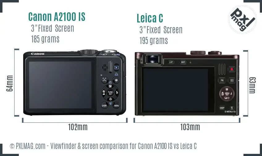 Canon A2100 IS vs Leica C Screen and Viewfinder comparison