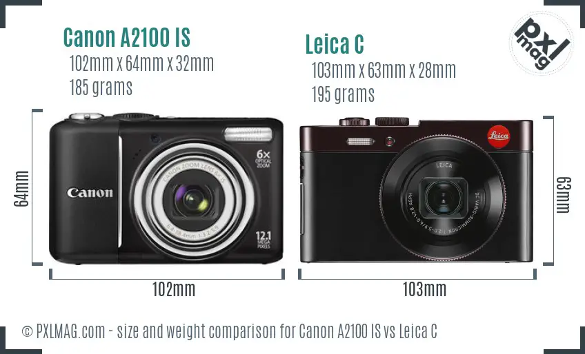 Canon A2100 IS vs Leica C size comparison