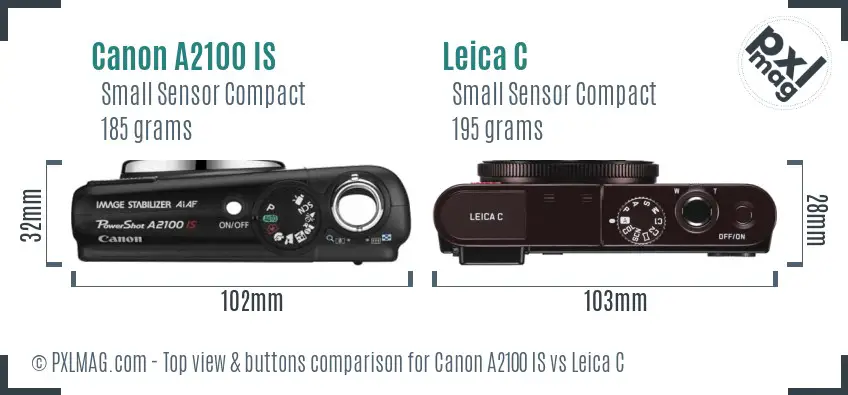 Canon A2100 IS vs Leica C top view buttons comparison