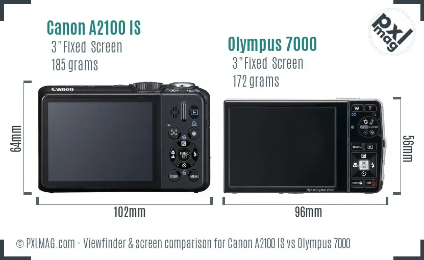Canon A2100 IS vs Olympus 7000 Screen and Viewfinder comparison Canon A2100 IS vs Olympus 7000 Screen and Viewfinder comparison