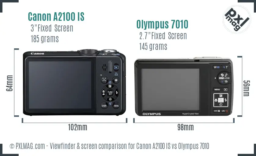 Canon A2100 IS vs Olympus 7010 Screen and Viewfinder comparison Canon A2100 IS vs Olympus 7010 Screen and Viewfinder comparison
