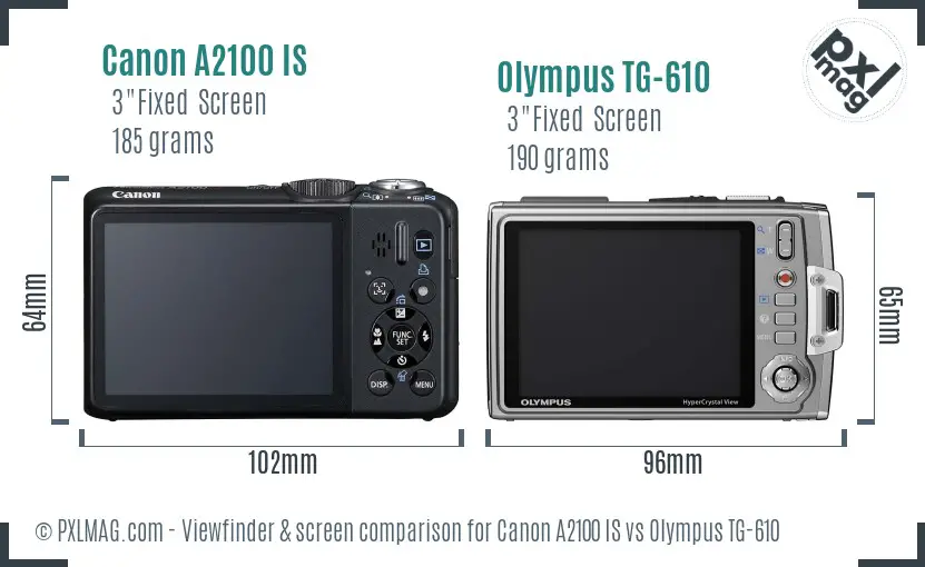 Canon A2100 IS vs Olympus TG-610 Screen and Viewfinder comparison Canon A2100 IS vs Olympus TG-610 Screen and Viewfinder comparison