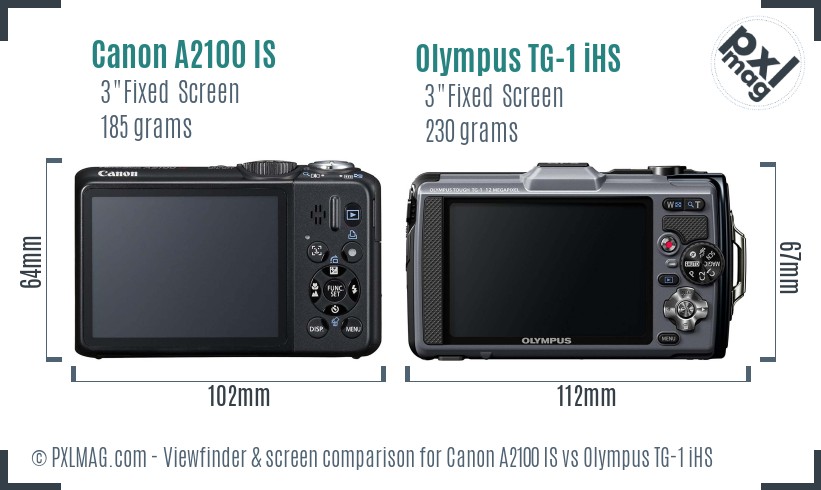 Canon A2100 IS vs Olympus TG-1 iHS Screen and Viewfinder comparison