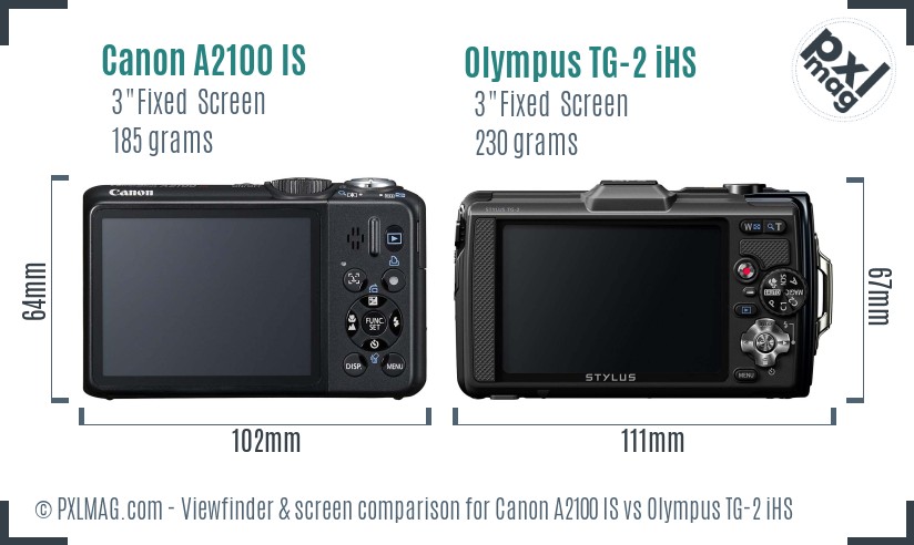 Canon A2100 IS vs Olympus TG-2 iHS Screen and Viewfinder comparison