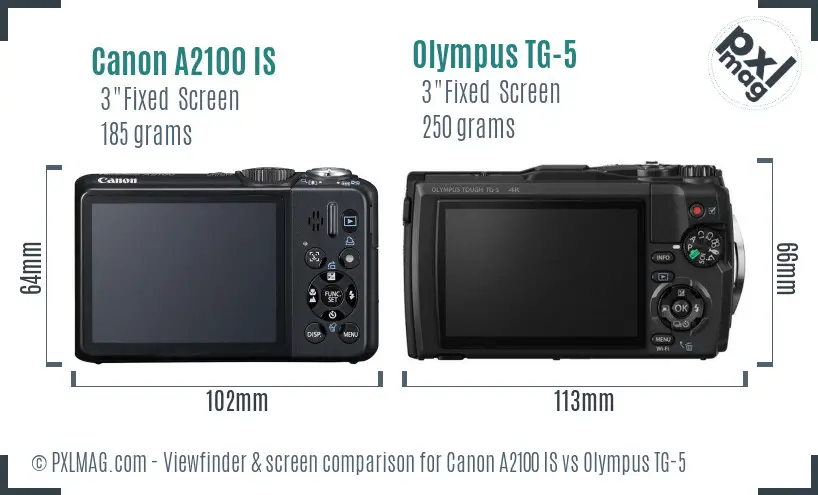 Canon A2100 IS vs Olympus TG-5 Screen and Viewfinder comparison Canon A2100 IS vs Olympus TG-5 Screen and Viewfinder comparison